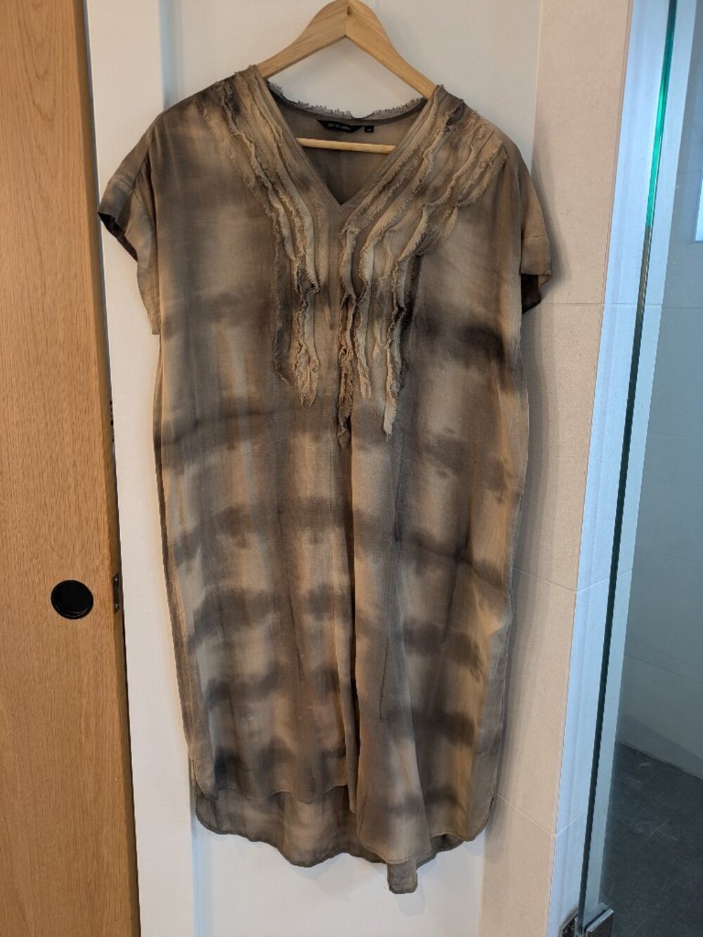 Pas De Calais hand-dyed tie-dye midi dress/tunic in brown hues Size Sm/34
